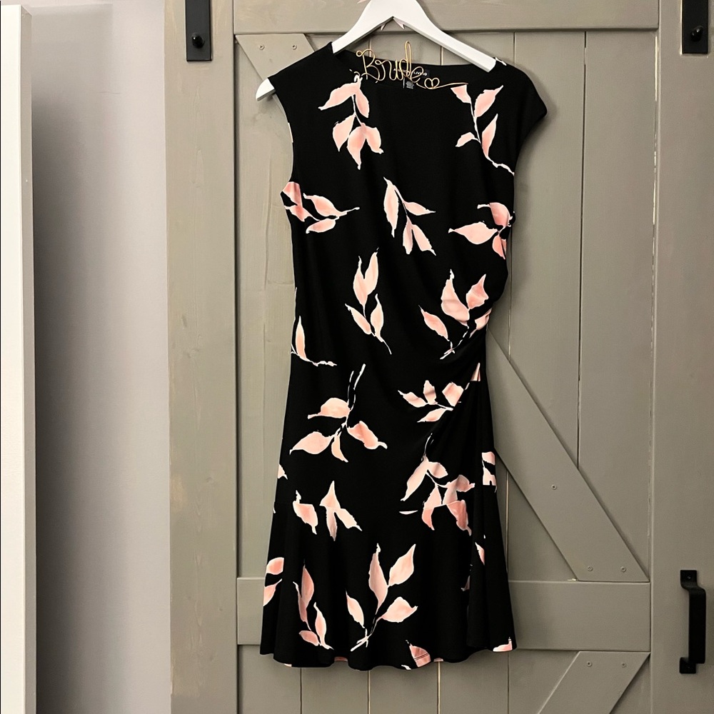 Ladies black and pink floral summer dress size 10